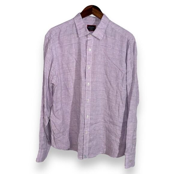 UntuckIt Purple Non Iron 100% Linen Button Down Shirt Size L - Picture 1 of 7